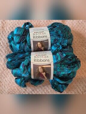 Boutique Ribbons Yarn in Teal and Black - Fashion Ribbon Yarn
